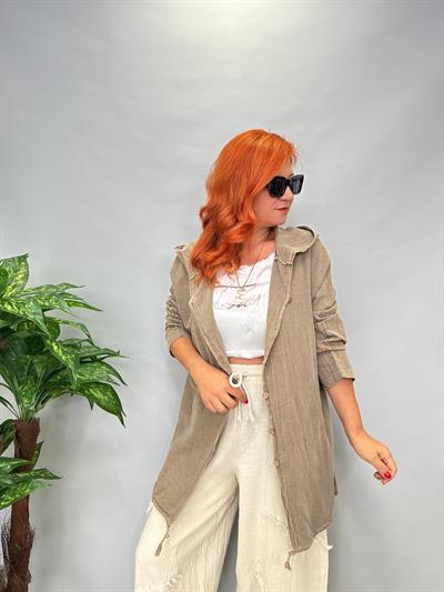 MNS 1011 SIRT YILDIZ DETAY PAMUKLU CEKET  48 BEDENE KADAR UYUMLUDUR VİZON