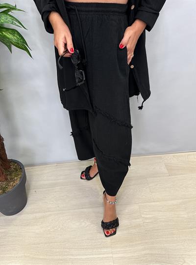 MNS 1012 TASARIM PAMUKLU PANTOLON  SİYAH boyum 1.64