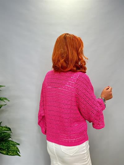 MNS 11068 KOL DETAY SİMLİ FİLE BLUZ  42 BEDENE KADAR UYUMLUDUR  FUŞYA 