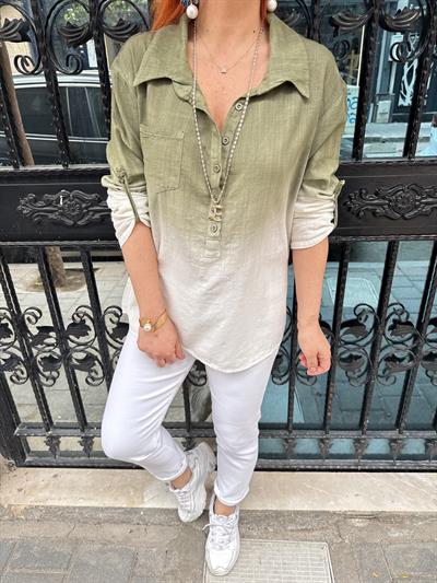 MNS 1120 PAMUKLU GÖMLEK BLUZ HAKİ