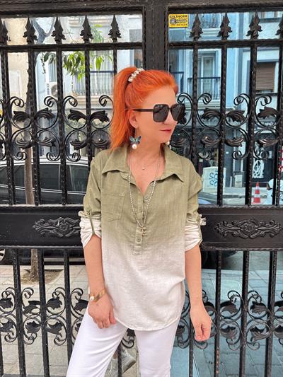 MNS 1120 PAMUKLU GÖMLEK BLUZ HAKİ