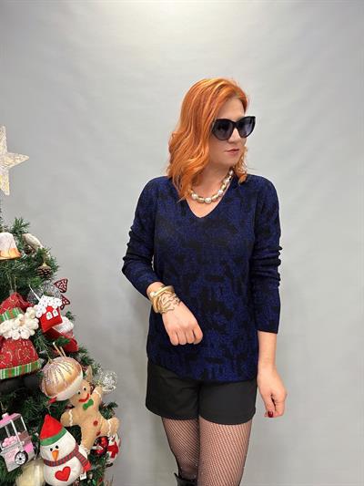DVL MNS 12541 V YAKA SİM DETAY TRİKO MAVİ 