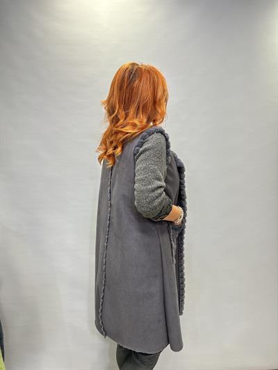 MNS 1530 İTALYAN KÜRK YELEK GRİ