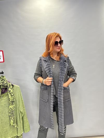 MNS 1530 İTALYAN KÜRK YELEK GRİ