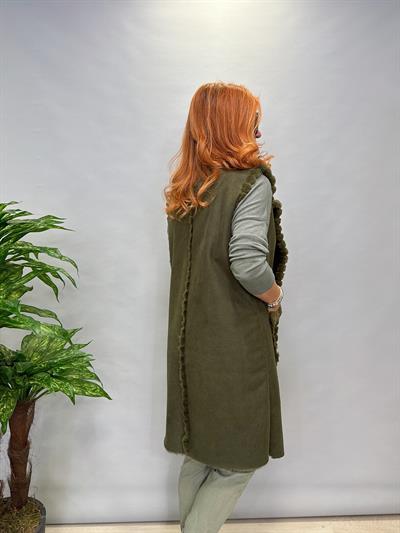 MNS 1530 İTALYAN KÜRK YELEK YEŞİL