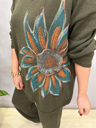 MNS 20256 ÇİÇEK DETAY TRİKO YEŞİL (TAKIM DEĞİLDİR)