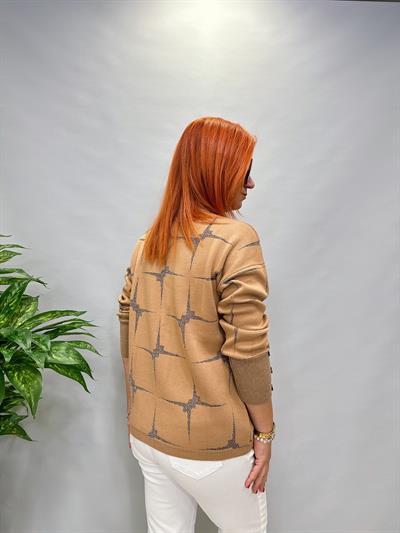 MNS 21080 V YAKA SİMLİ KOL DETAY TRİKO VİZON