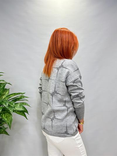 MNS 21080 V YAKA SİMLİ KOL DETAY TRİKO GRİ