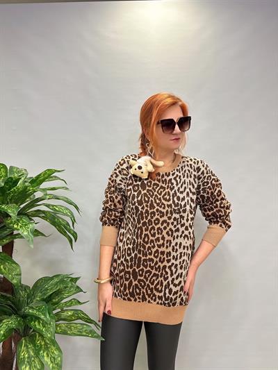MNS 21116 LEOPAR TRİKO KAZAK VİZON 