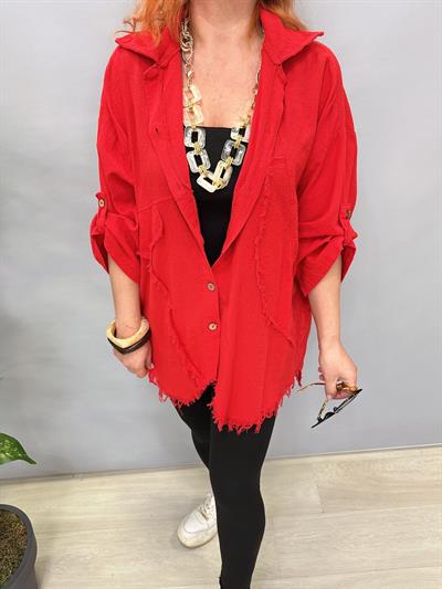 MNS 2511 PAMUKLU TASARIM GÖMLEK KIRMIZI