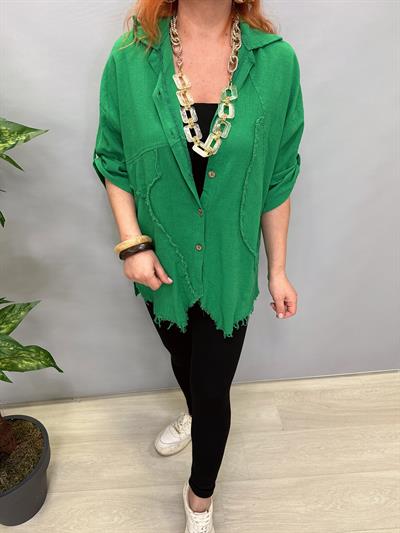 MNS 2511 PAMUKLU TASARIM GÖMLEK YEŞİL