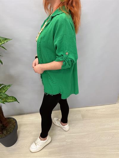 MNS 2511 PAMUKLU TASARIM GÖMLEK YEŞİL