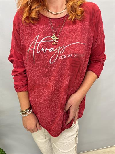 MNS 2524 İTALYAN LEOPAR DESEN BLUZ BORDO  38_46 BEDENE UYGUNDUR