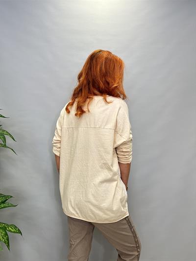 MNS 2524 İTALYAN LEOPAR DESEN BLUZ EKRU  38_46 BEDENE UYGUNDUR