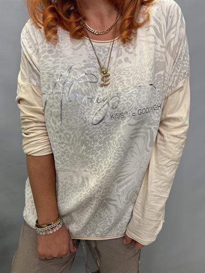 MNS 2524 İTALYAN LEOPAR DESEN BLUZ EKRU  38_46 BEDENE UYGUNDUR