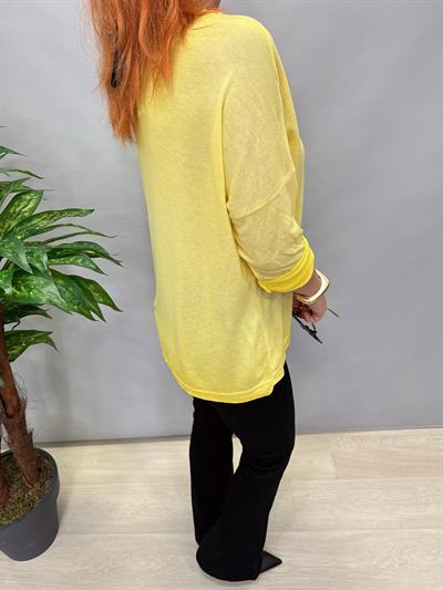 MNS 2545 DANTEL YAKA DETAYLI İTALYAN BLUZ SARI