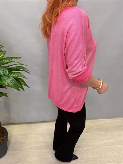 MNS 2545 DANTEL YAKA DETAYLI İTALYAN BLUZ PEMBE