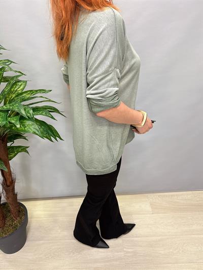 MNS 2545 DANTEL YAKA DETAYLI İTALYAN BLUZ YEŞİL