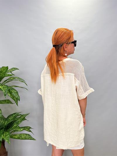 MNS 3060 FİLE DETAY PAMUKLU BLUZ  TAŞ