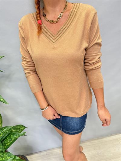 MNS 31006 YAKA DETAY SOFT TOUCH BLUZ  42 BEDENE KADAR UYUMLUDUR  VİZON