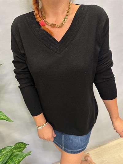 MNS 31006 YAKA DETAY SOFT TOUCH BLUZ  42 BEDENE KADAR UYUMLUDUR  SİYAH 