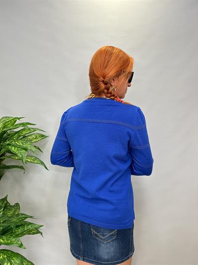 MNS 31048 ŞERİT SİM DETAY SOFT TOUCH BLUZ 42 BEDENE KADAR UYUMLUDUR SAKS