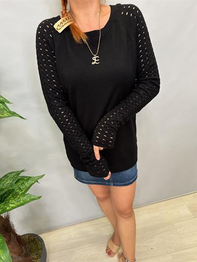 MNS 31095 KOL DETAY SOFT TOUCH BLUZ 42 BEDENE KADAR UYUMLUDUR SİYAH 