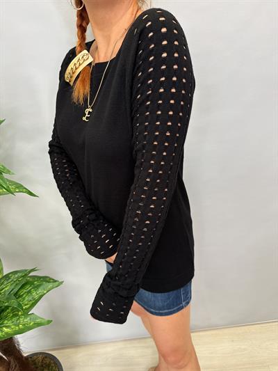 MNS 31095 KOL DETAY SOFT TOUCH BLUZ 42 BEDENE KADAR UYUMLUDUR SİYAH 