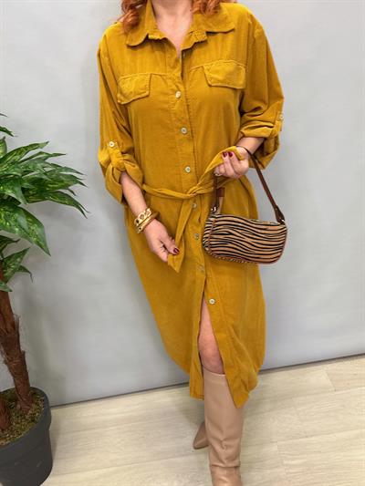 MNS 3159 İTALYAN ŞÖNİL KADİFE ELBİSE HARDAL