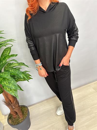 MNS 351 DERİ DETAY TAKIM SİYAH boyum 1,64