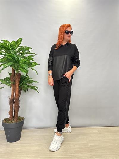 MNS 351 DERİ DETAY TAKIM SİYAH boyum 1,64