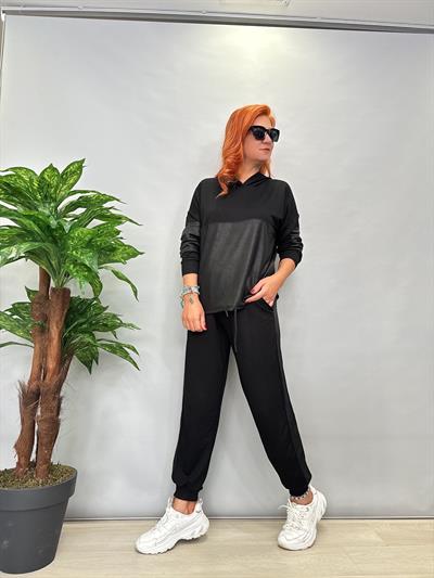 MNS 351 DERİ DETAY TAKIM SİYAH boyum 1,64