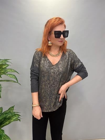 MNS 3546 İTALYAN İNCE TRİKO BLUZ ANTRASİT