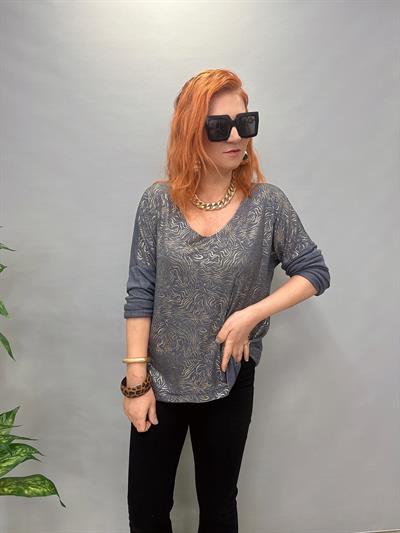 MNS 3546 İTALYAN İNCE TRİKO BLUZ MAVİ