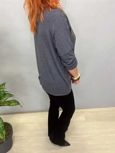 MNS 3546 İTALYAN İNCE TRİKO BLUZ MAVİ