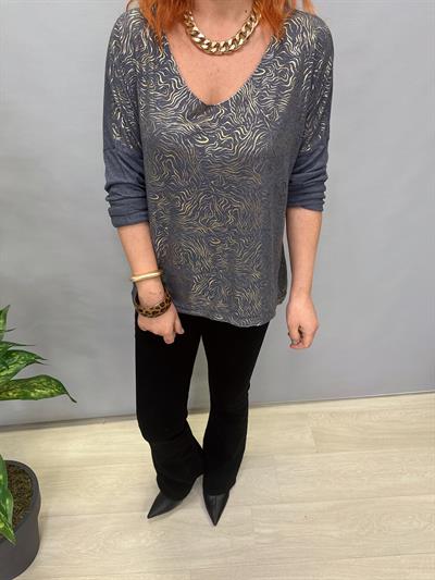 MNS 3546 İTALYAN İNCE TRİKO BLUZ MAVİ