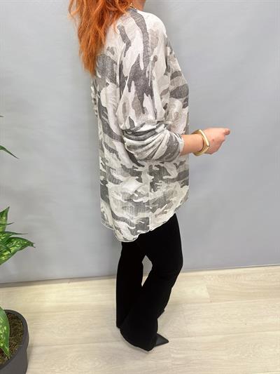 MNS 3547 İTALYAN İNCE TRİKO BLUZ KAMUFLAJ TAŞ