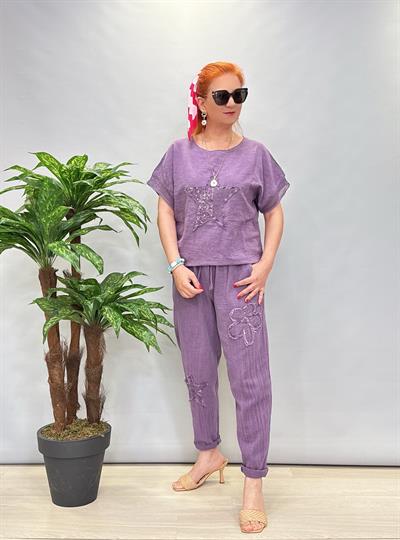 PMK MNS 4045 PAYET DETAY PAMUKLU PANTOLON 46 BEDENE KADAR UYUMLUDUR MOR