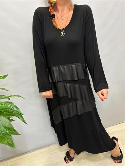 MNS 5050 DERİ DETAY LİKRALI VİSKON TOK PENYE ELBİSE 46 BEDENE KADAR UYUMLUDUR 