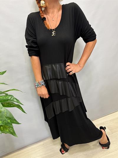 MNS 5050 DERİ DETAY LİKRALI VİSKON TOK PENYE ELBİSE 46 BEDENE KADAR UYUMLUDUR 