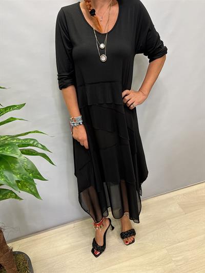 MNS 5052 TÜL DETAY LİKRALI VİSKON TOK PENYE ELBİSE 46 BEDENE KADAR UYUMLUDUR 