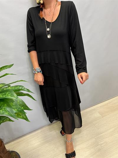 MNS 5052 TÜL DETAY LİKRALI VİSKON TOK PENYE ELBİSE 46 BEDENE KADAR UYUMLUDUR 