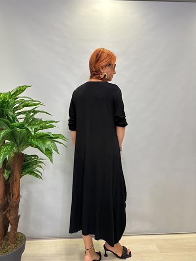 MNS 5053 DÜĞME  DETAY LİKRALI VİSKON TOK PENYE ELBİSE 46 BEDENE KADAR UYUMLUDUR 