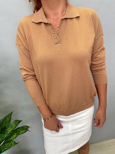 MNS 5058 YAKA TAŞ DETAY SOFT TOUCH BLUZ VİZON 42 BEDENE KADAR UYUMLUDUR 