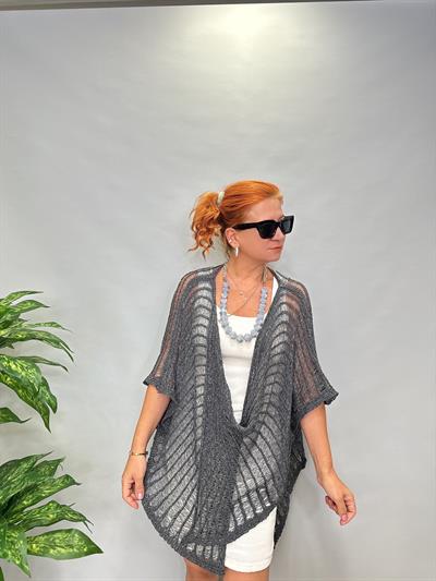 MNS 5059 KELEBEK  FİLE  BLUZ  ANTRASİT