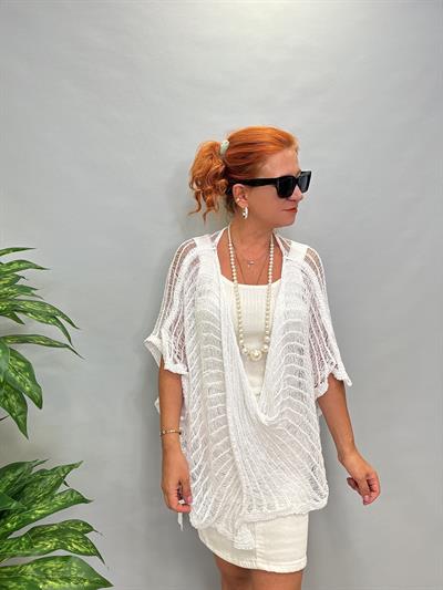 MNS 5059 KELEBEK  FİLE  BLUZ  BEYAZ 