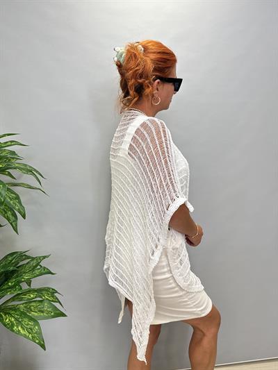 MNS 5059 KELEBEK  FİLE  BLUZ  BEYAZ 