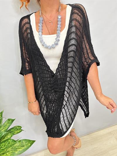 MNS 5059 KELEBEK  FİLE  BLUZ SİYAH  