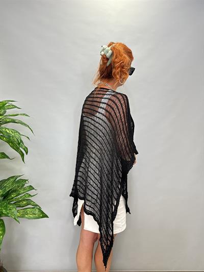 MNS 5059 KELEBEK  FİLE  BLUZ SİYAH  