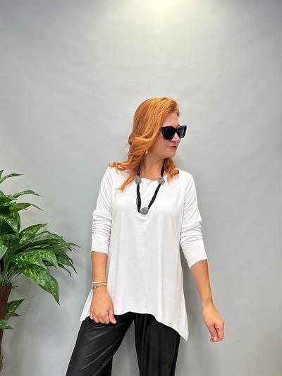 MNS 5060 LİKRALI VİSKON PENYE ASİMETRİK BLUZ 42 BEDENE KADAR UYUMLUDUR BEYAZ